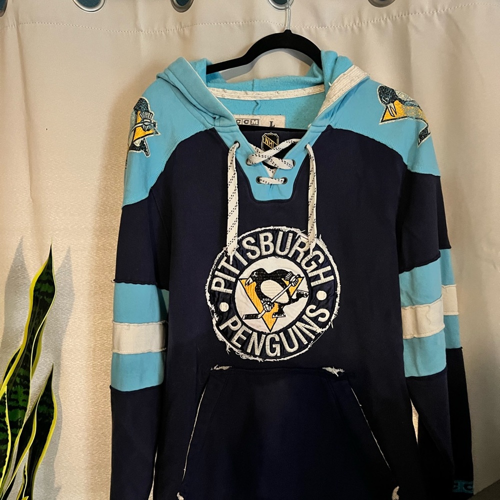 CCM Pittsburgh Penguins Blue and Black Hoodie
